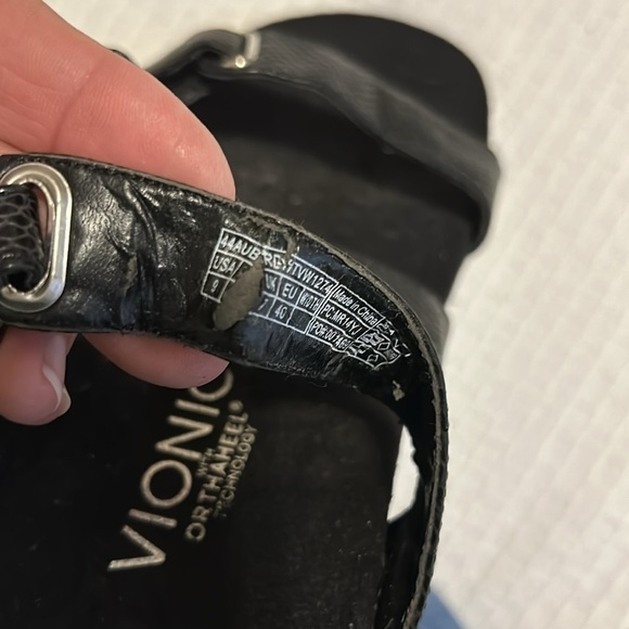 Vionic Aubrey Black Snakeskin Print Orthaheel Slide Sandals Size 9 - Picture 9 of 13